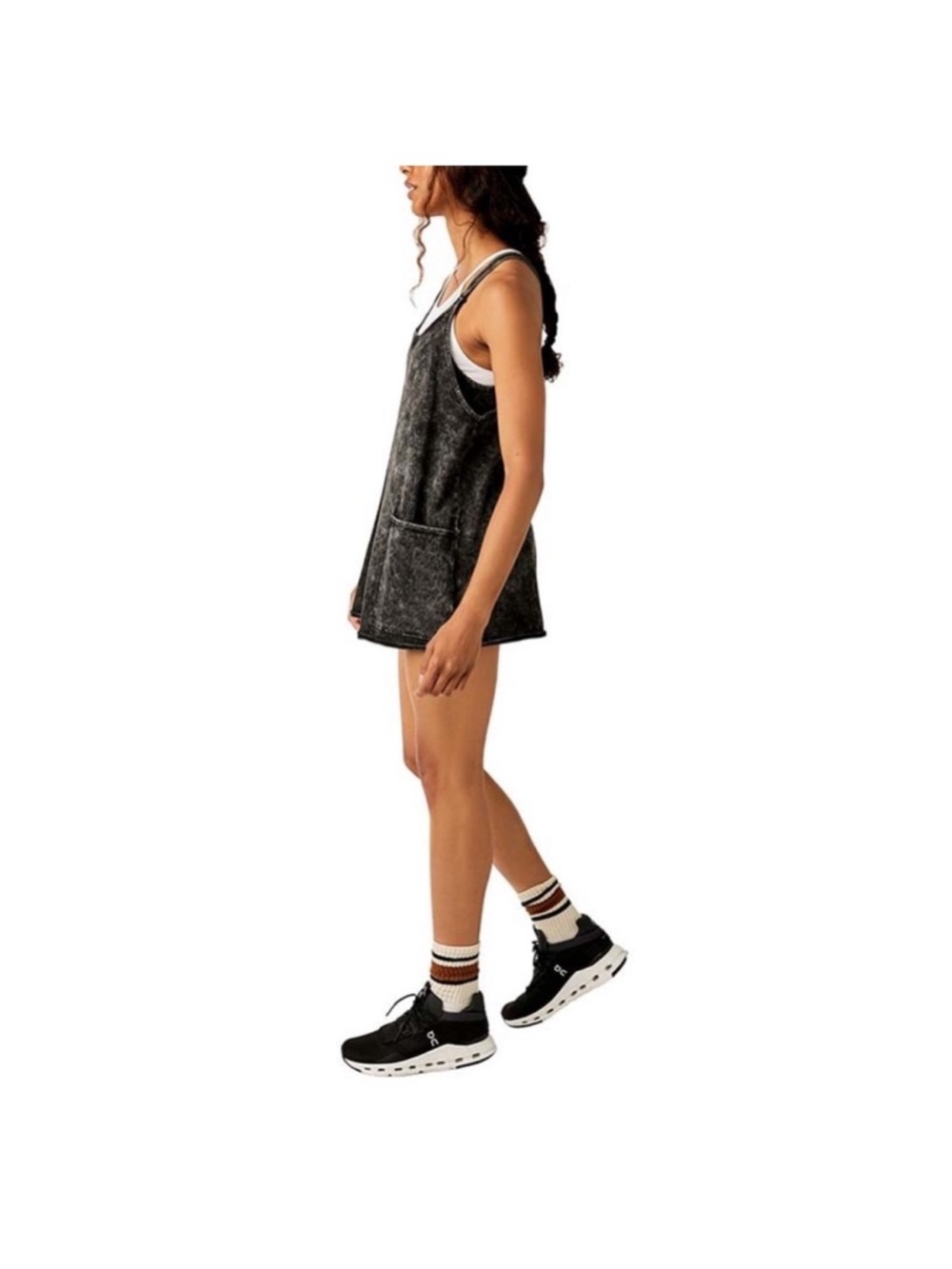 NWOT Free People Movement Logo Hotshot Black Tank Mini Dress with Shorts Large - Picture 3 of 10